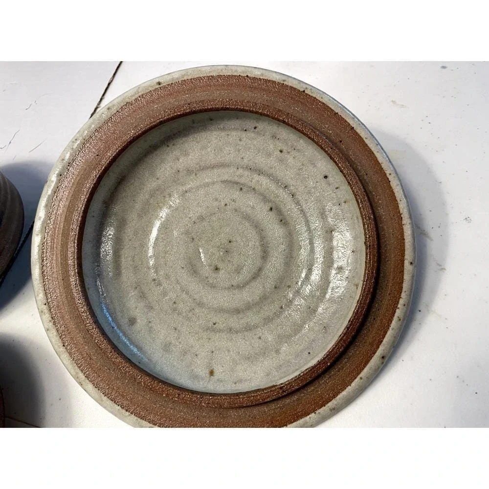 Studio Soup Tureen Lid 5 Bowls Pottery Clay Brown Gray‎ Artisan Signed